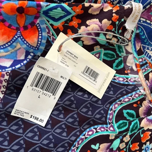 Johnny Was Saba Tunic Swimsuit Cover/Bathing Suit Cover Up Size L - Picture 7 of 11
